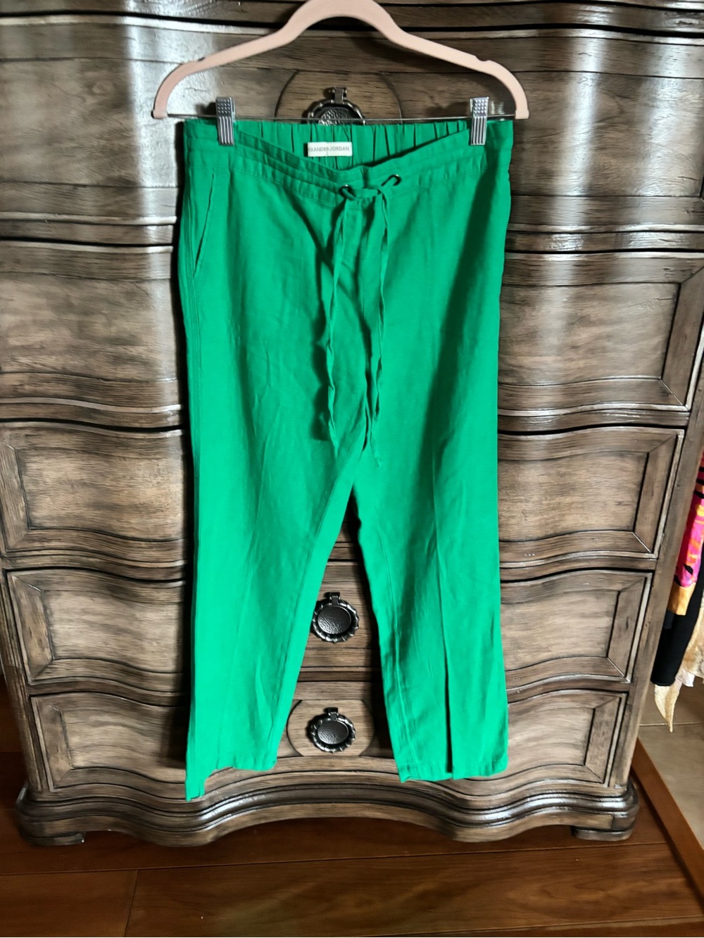 Alexander Jordan Emerald Green Linen Drawstring Pants